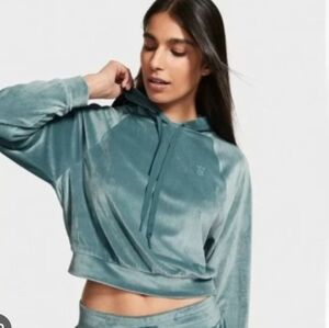 Victoria's Secret On Point Velvet Velour Cropped Hoodie Sz S